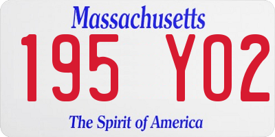 MA license plate 195YO2