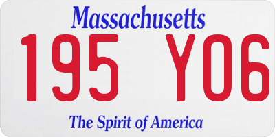MA license plate 195YO6
