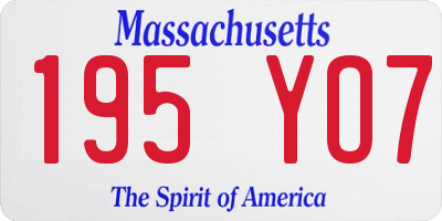 MA license plate 195YO7