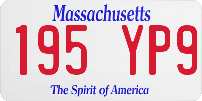 MA license plate 195YP9
