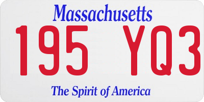 MA license plate 195YQ3