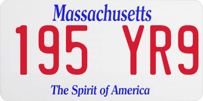 MA license plate 195YR9
