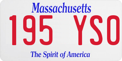 MA license plate 195YS0