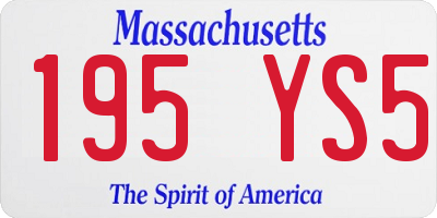 MA license plate 195YS5
