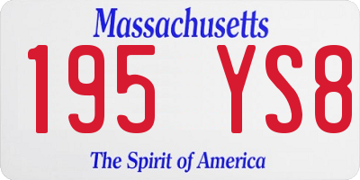 MA license plate 195YS8