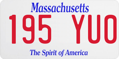 MA license plate 195YU0