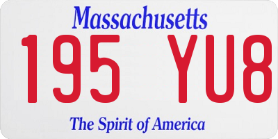 MA license plate 195YU8