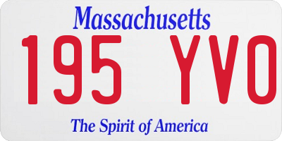 MA license plate 195YV0