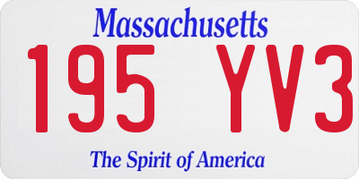 MA license plate 195YV3
