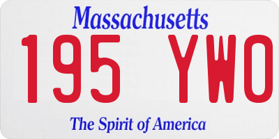 MA license plate 195YW0