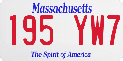 MA license plate 195YW7