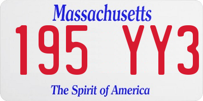 MA license plate 195YY3
