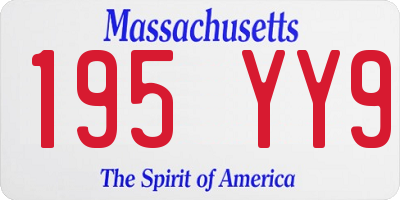 MA license plate 195YY9