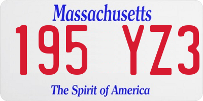 MA license plate 195YZ3