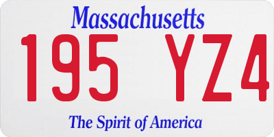 MA license plate 195YZ4