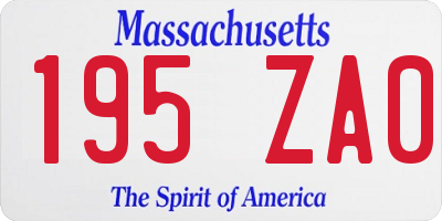 MA license plate 195ZA0