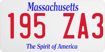 MA license plate 195ZA3