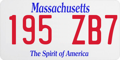MA license plate 195ZB7