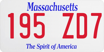 MA license plate 195ZD7