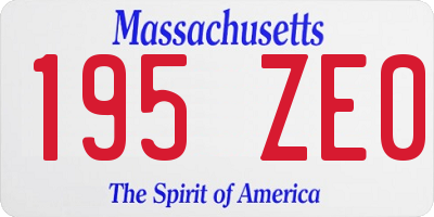 MA license plate 195ZE0