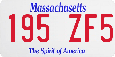 MA license plate 195ZF5