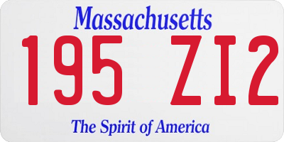 MA license plate 195ZI2