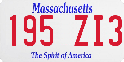 MA license plate 195ZI3