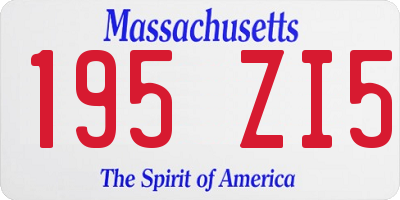 MA license plate 195ZI5