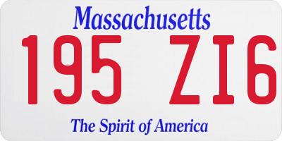 MA license plate 195ZI6