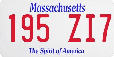 MA license plate 195ZI7