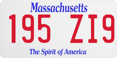 MA license plate 195ZI9