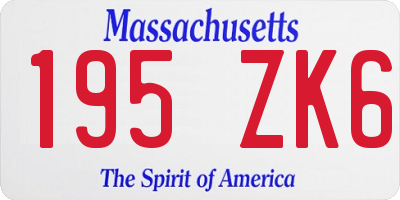 MA license plate 195ZK6