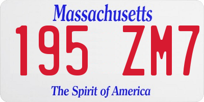 MA license plate 195ZM7