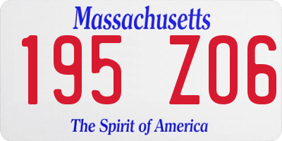 MA license plate 195ZO6