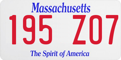 MA license plate 195ZO7