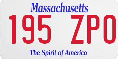 MA license plate 195ZP0