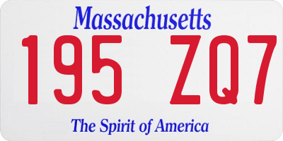 MA license plate 195ZQ7