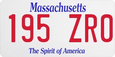 MA license plate 195ZR0