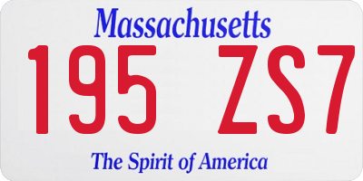 MA license plate 195ZS7