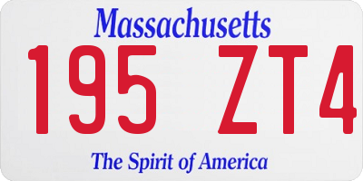 MA license plate 195ZT4