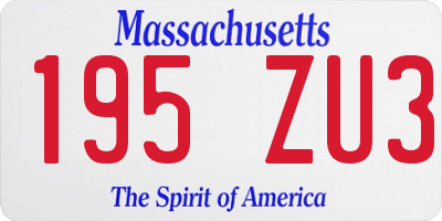 MA license plate 195ZU3