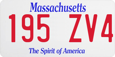 MA license plate 195ZV4