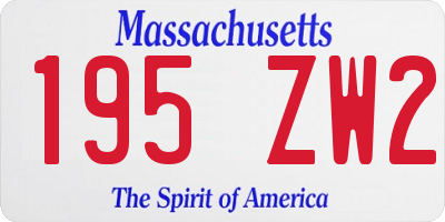 MA license plate 195ZW2