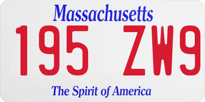 MA license plate 195ZW9