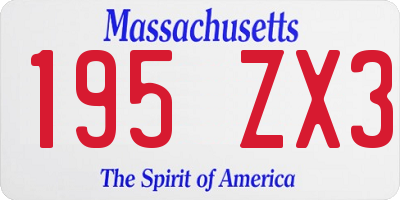 MA license plate 195ZX3