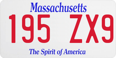 MA license plate 195ZX9