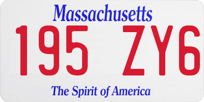 MA license plate 195ZY6