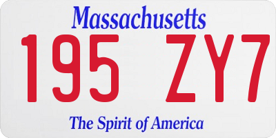 MA license plate 195ZY7