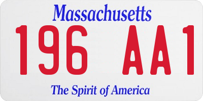 MA license plate 196AA1