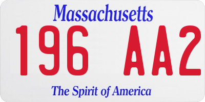 MA license plate 196AA2